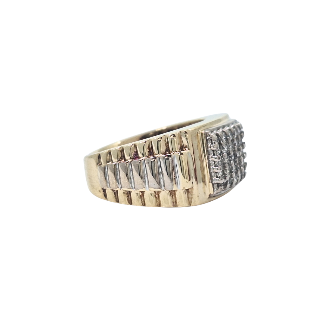 9ct Yellow Gold Diamond Rolex Style Ring 0.50ct