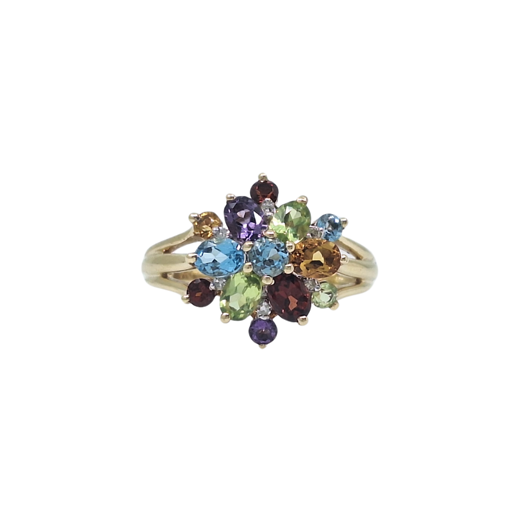9ct Yellow Gold Multi Gemstone Ring