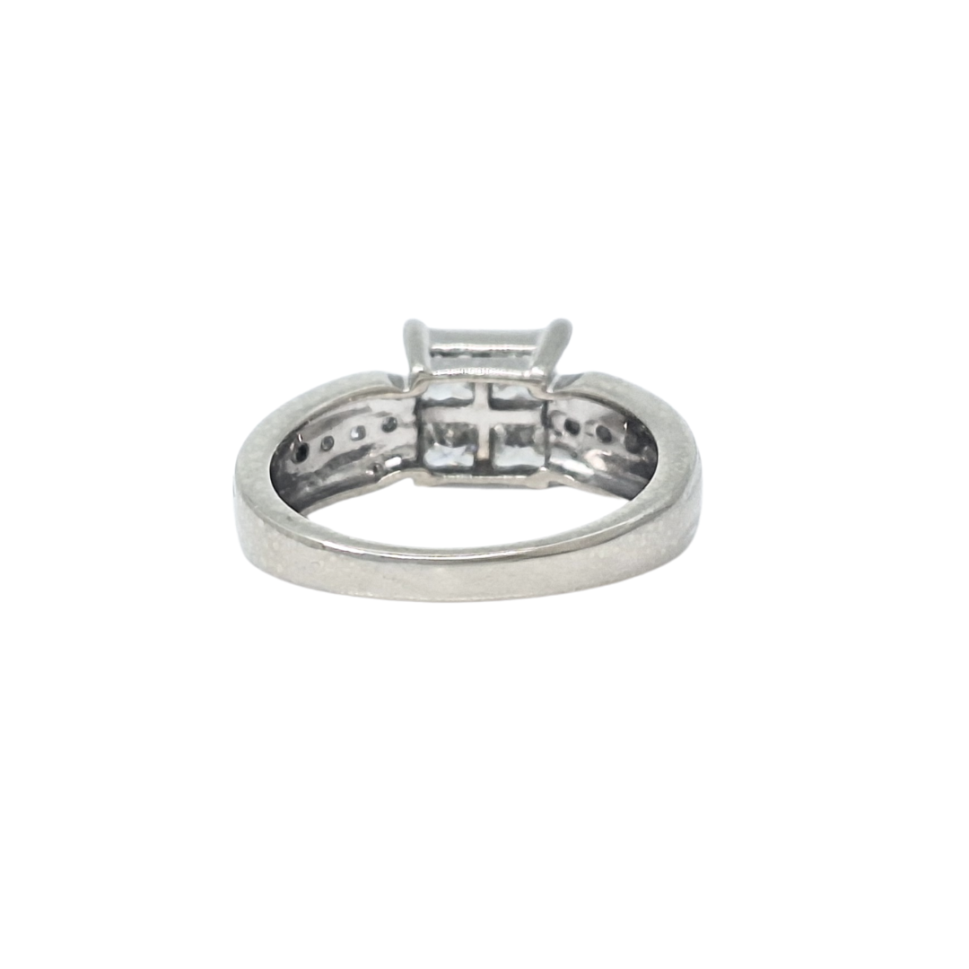 18ct White Gold Diamond Tile Set Ring 1ct