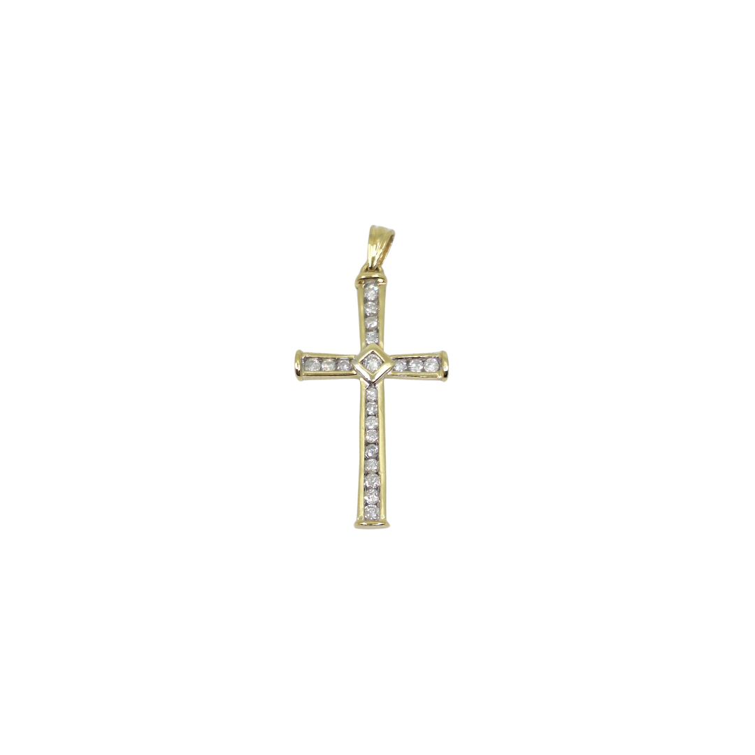 18ct Yellow Gold Diamond Cross