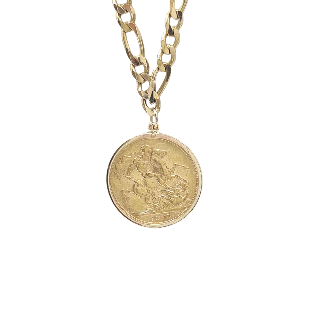 Full Sovereign 1898 Pendant & Figaro 20"