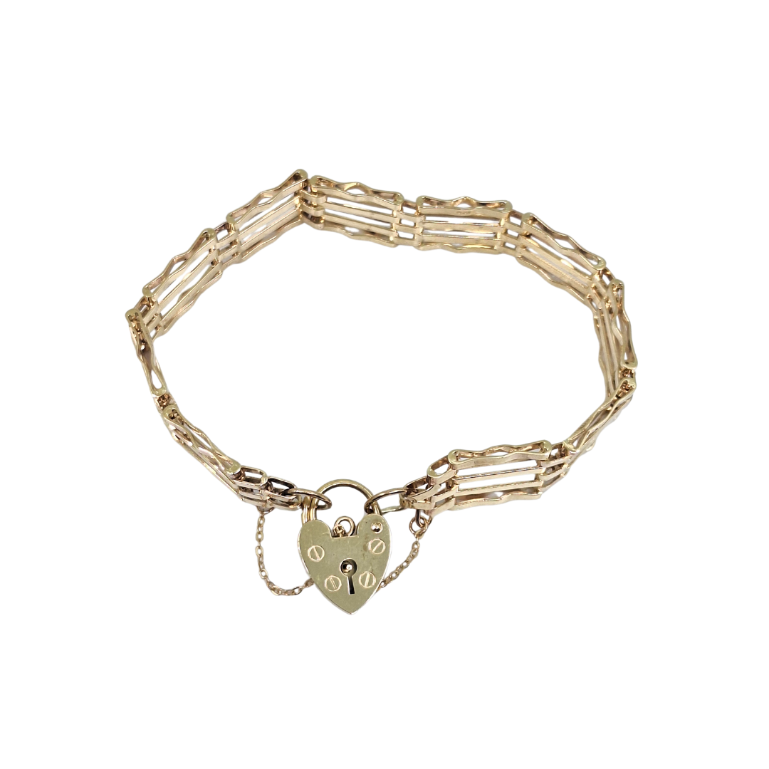 9ct Yellow Gold Gate Bracelet 7.5"