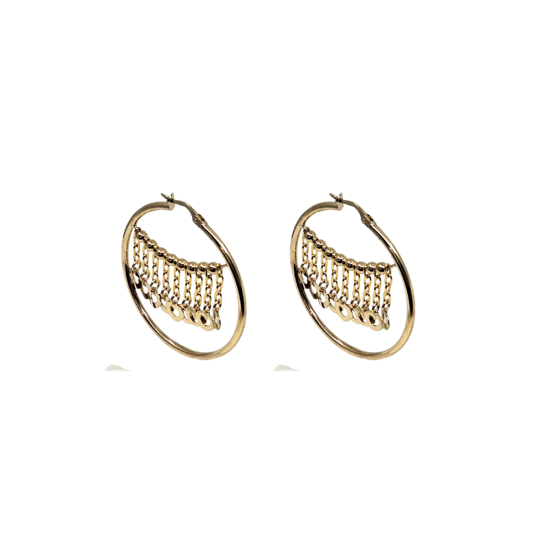 9ct Yellow Gold Drop Heart Hoops