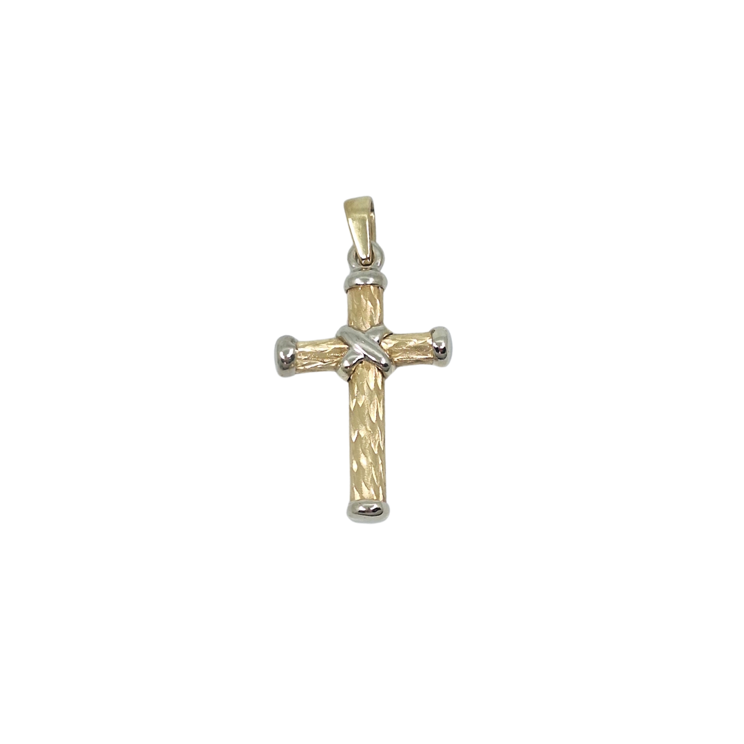 9ct Two Colour Gold Cross