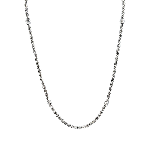 9ct White Gold Rope & Ball Chain 18"