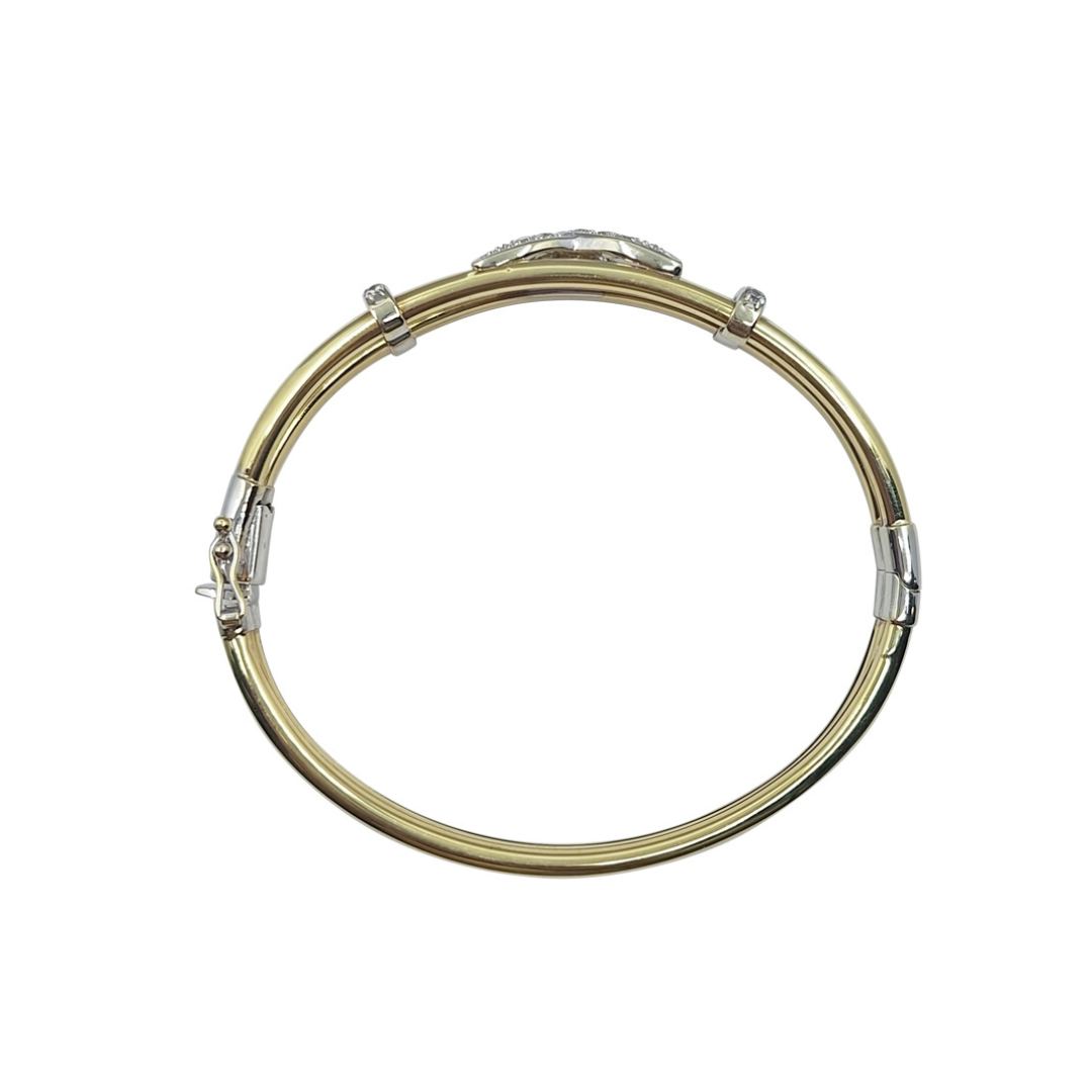 9ct Yellow & White Gold CZ Bangle