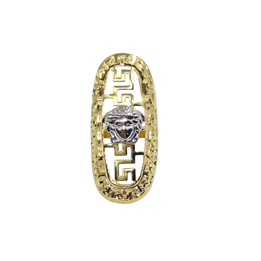 14ct Yellow & White Gold Versace Style Greek Key Ring