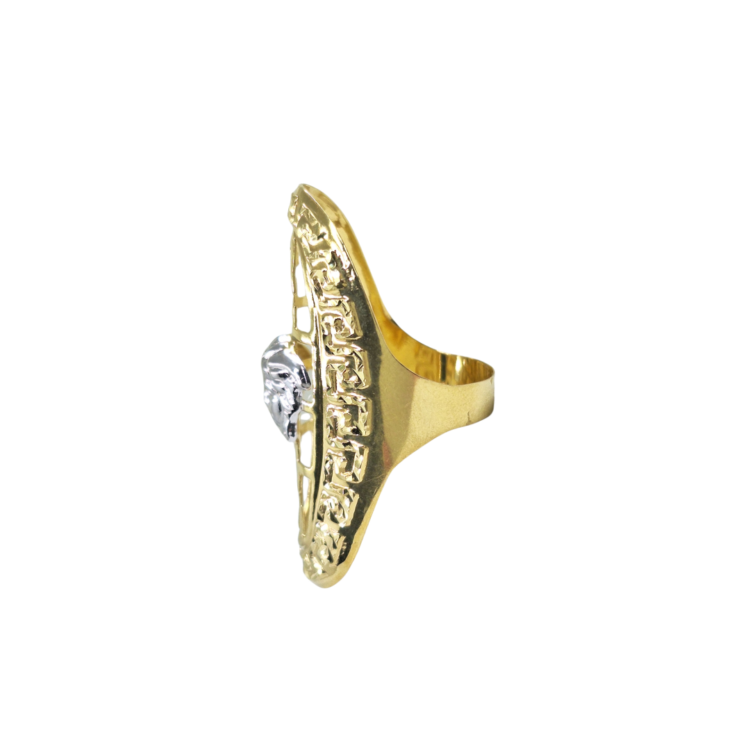 14ct Yellow & White Gold Versace Style Greek Key Ring