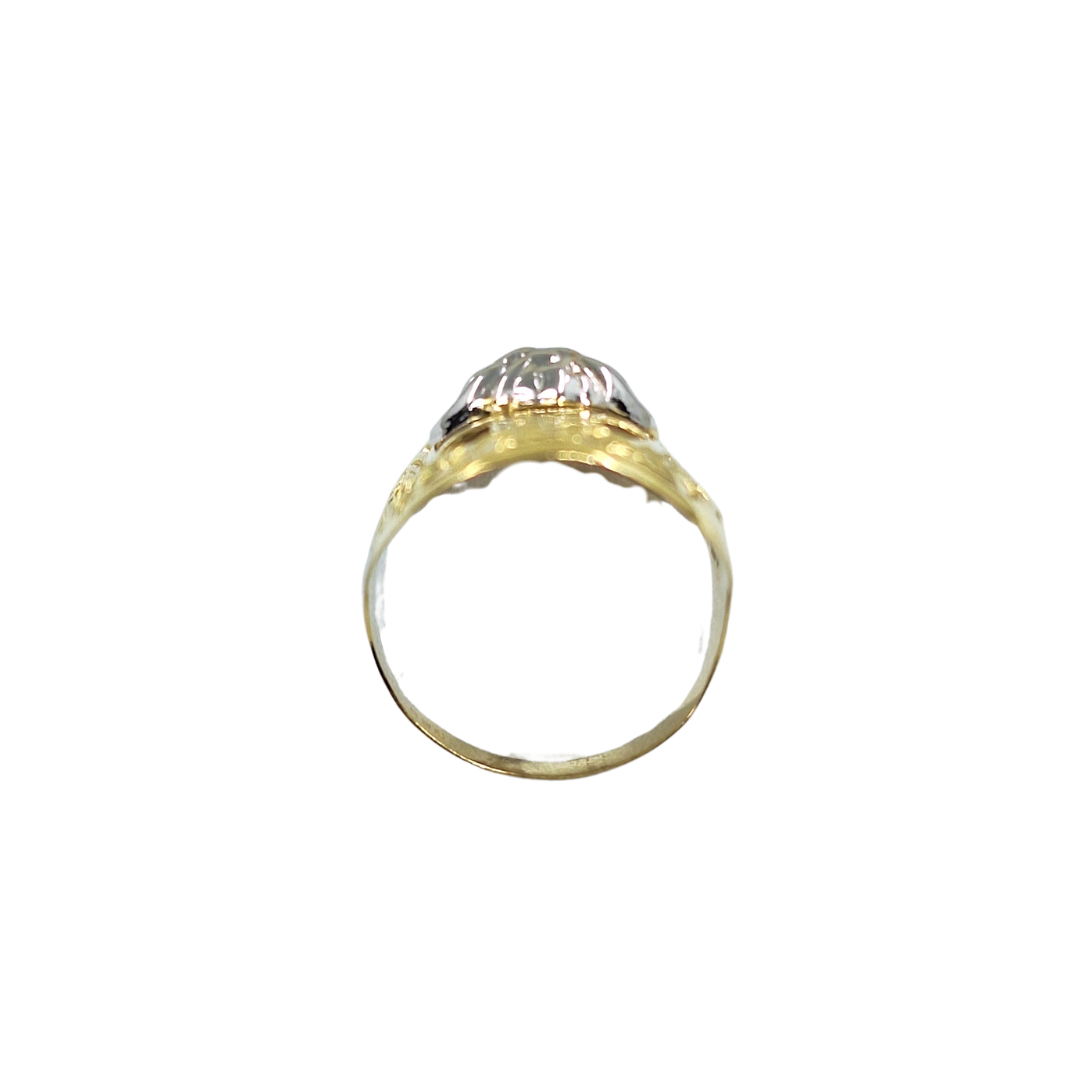14ct Yellow & White Gold Versace Style Greek Key Ring