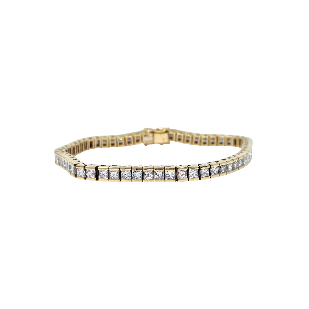 18ct Yellow Gold Diamond Tennis Bracelet 7.5"