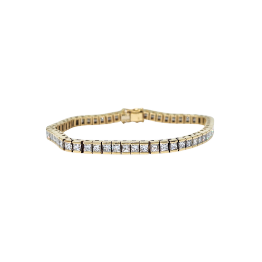 18ct Yellow Gold Diamond Tennis Bracelet 7.5"