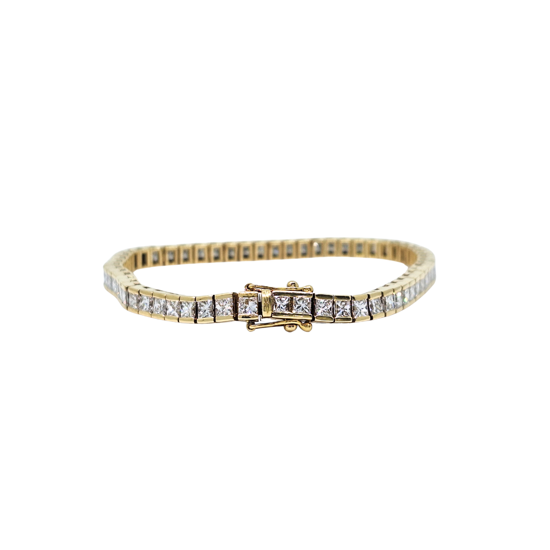 18ct Yellow Gold Diamond Tennis Bracelet 7.5"