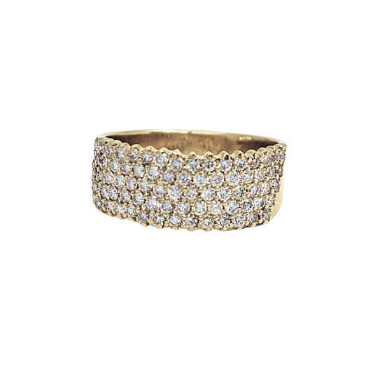 18ct Yellow Gold 5 Row Diamond Band Ring