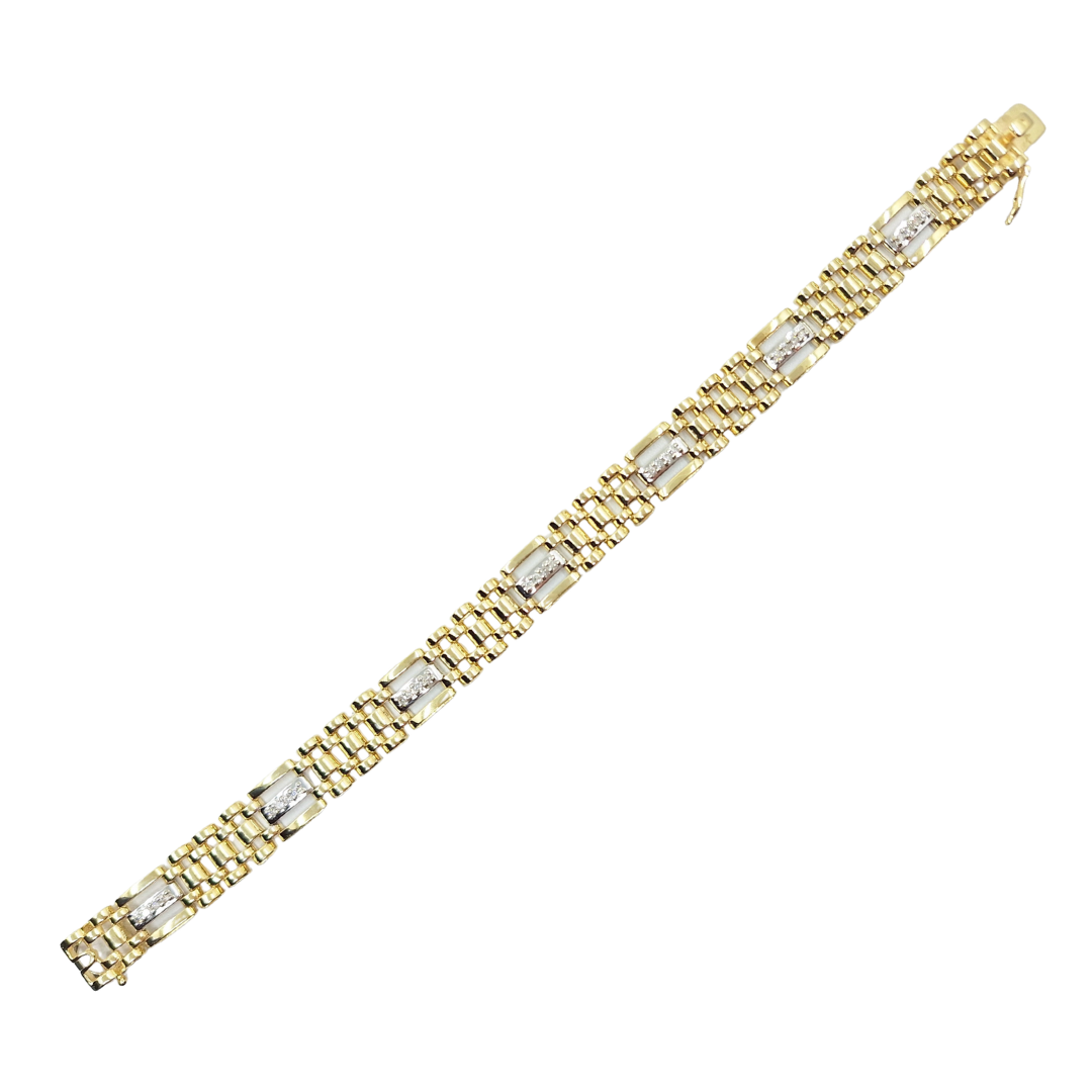 9ct Yellow Gold Diamond Panther Link Bracelet 8.25"