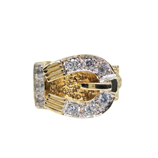 9ct Yellow Gold Cubic Zirconia Buckle Ring