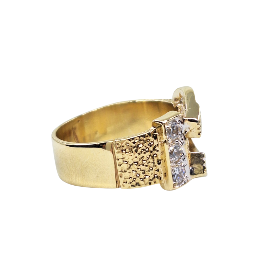 9ct Yellow Gold Cubic Zirconia Buckle Ring