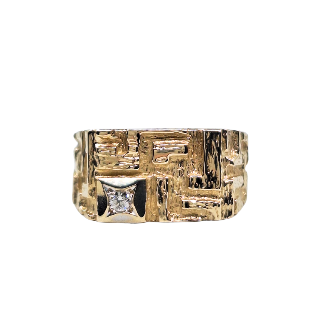 9ct Yellow Gold Cubic Set Signet Ring