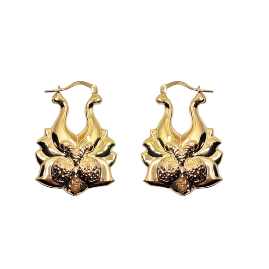 9ct Yellow Gold Strawberry Creole Earrings