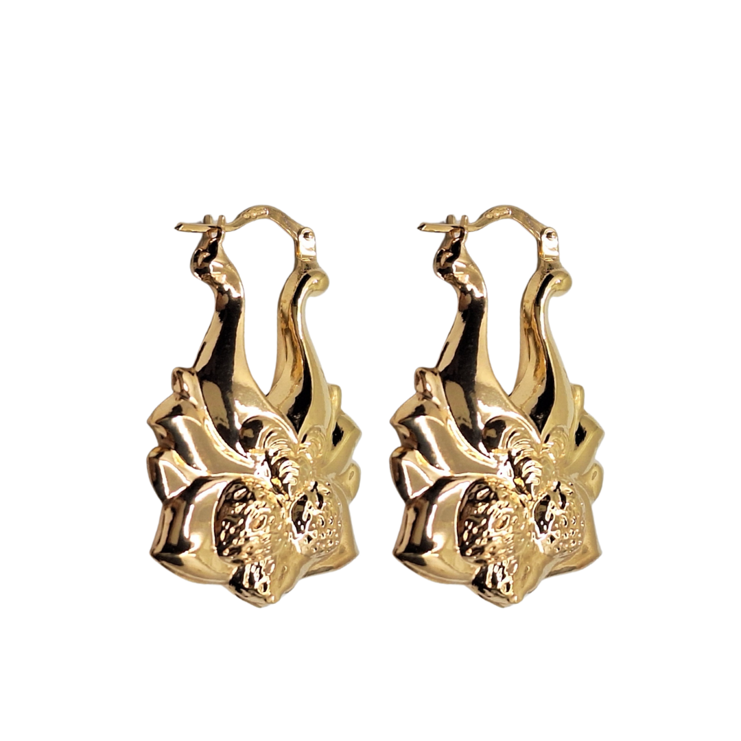 9ct Yellow Gold Strawberry Creole Earrings