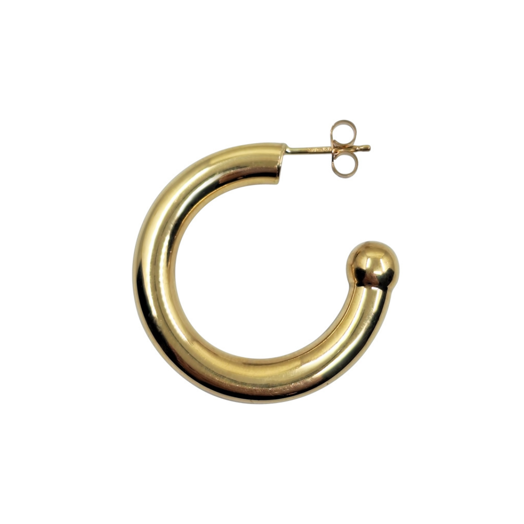 9ct Yellow Gold Tube Hoop Earrings