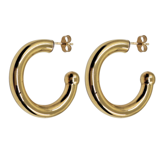 9ct Yellow Gold Tube Hoop Earrings