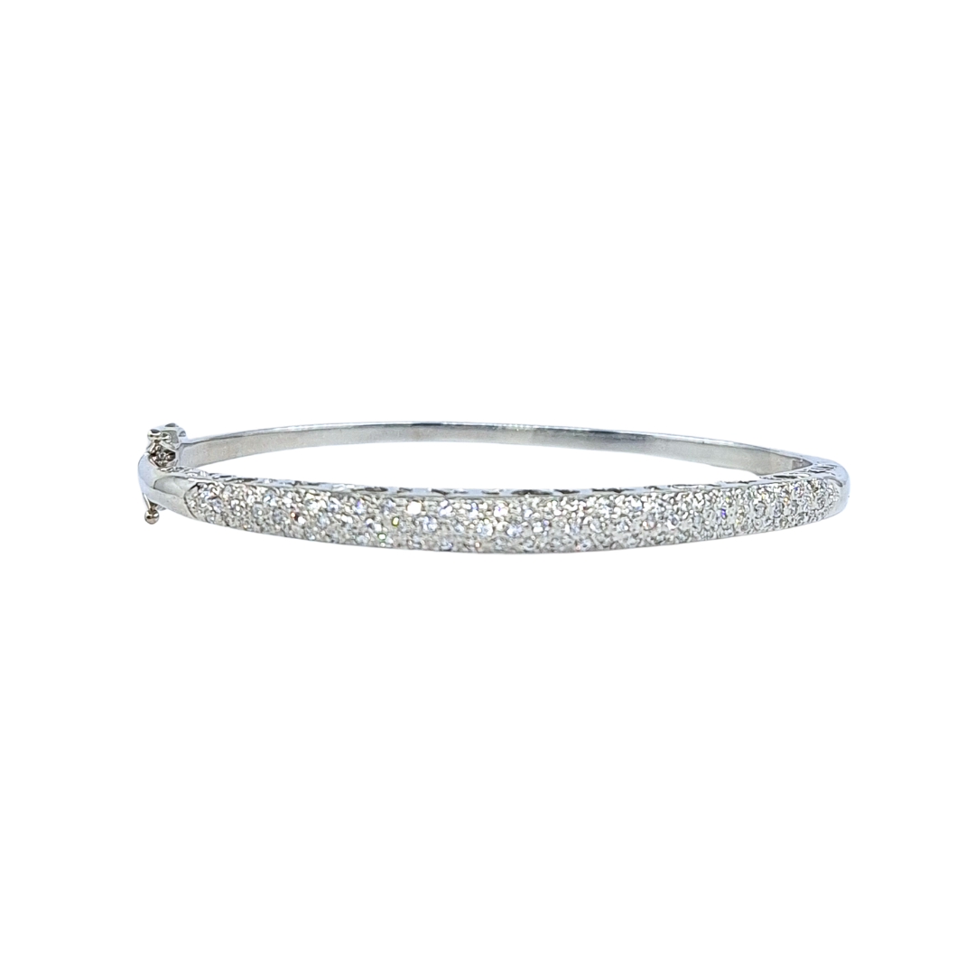 9ct White Gold CZ Bangle