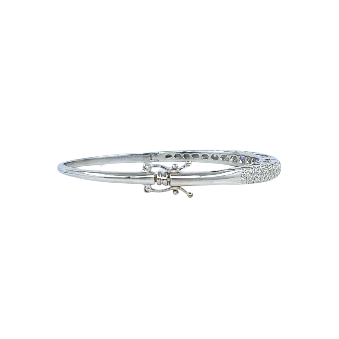 9ct White Gold CZ Bangle