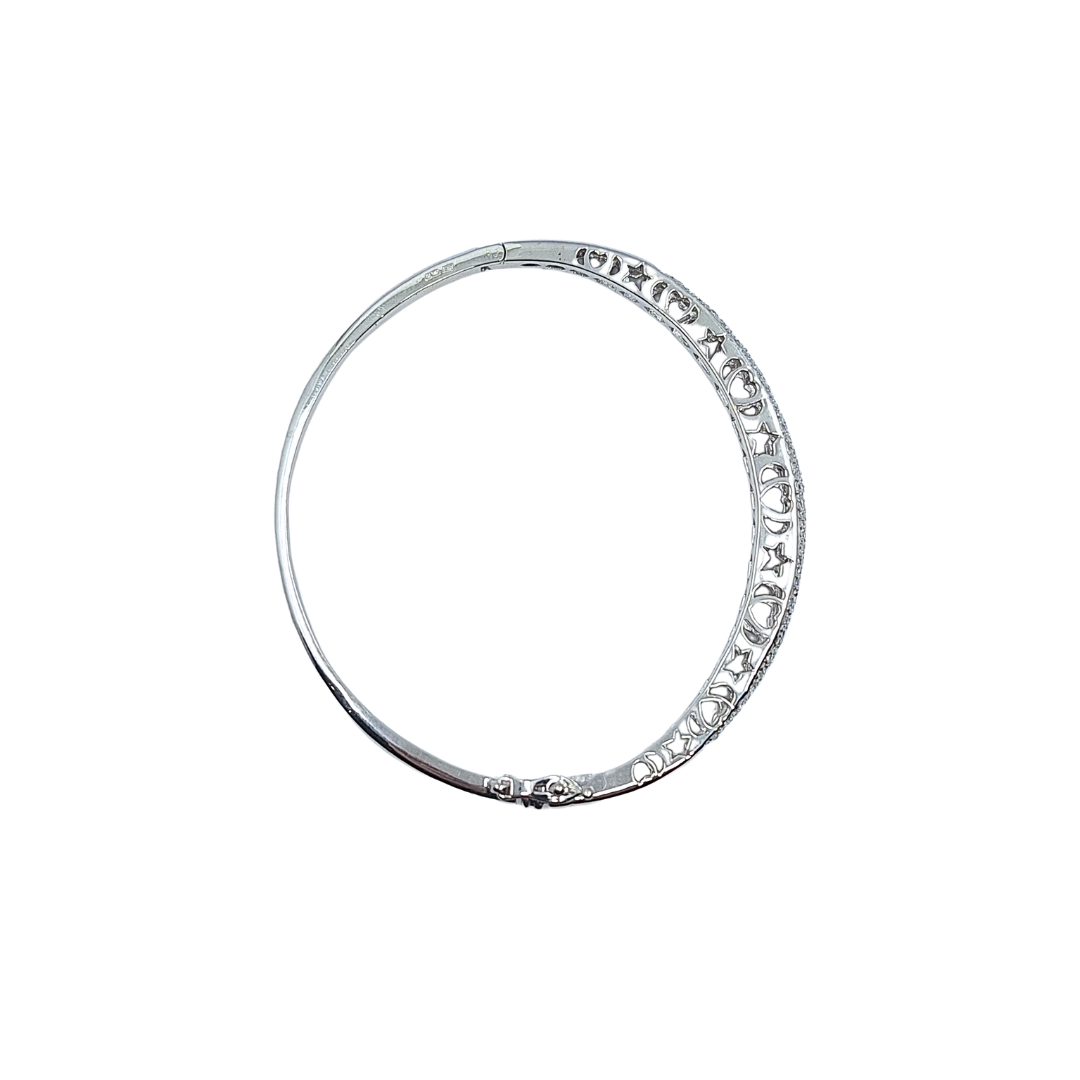 9ct White Gold CZ Bangle