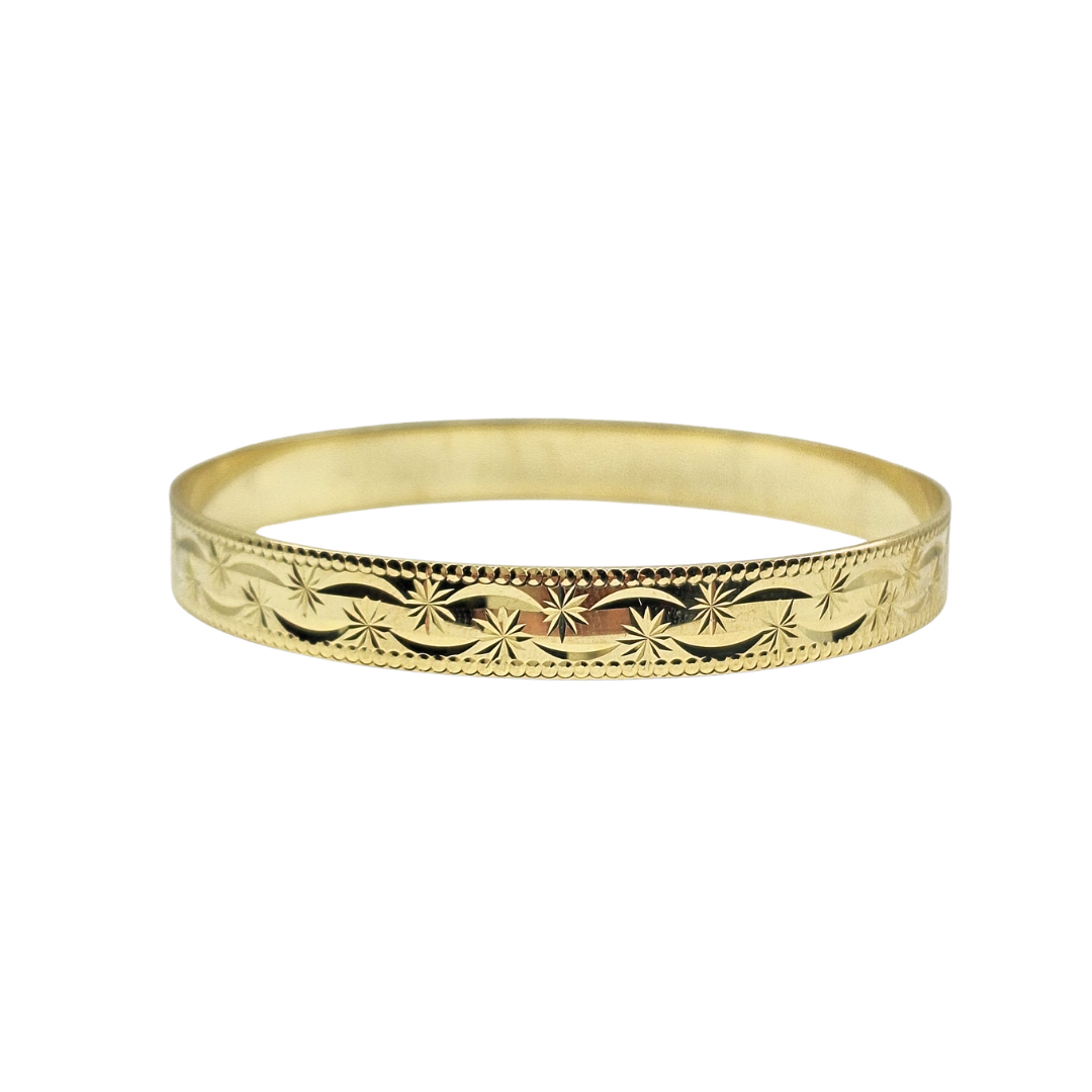 9ct Yellow Gold Patterned Slave Bangle