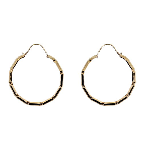 9ct Yellow Gold Bamboo Style Creole Earrings
