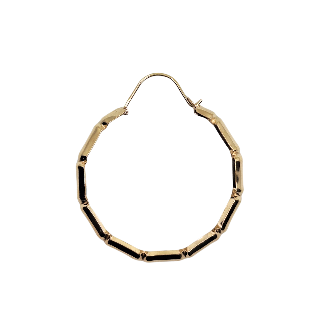 9ct Yellow Gold Bamboo Style Creole Earrings