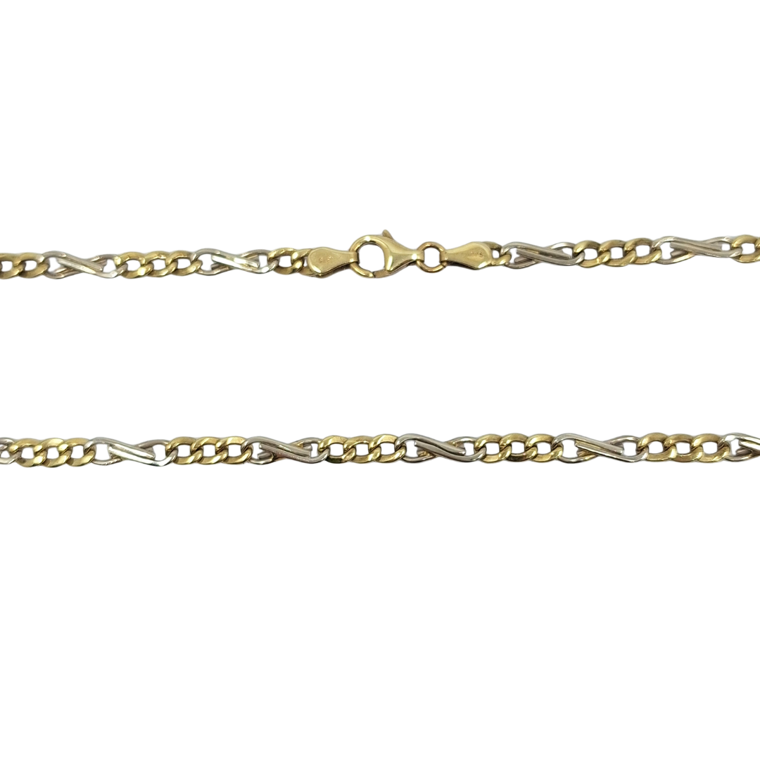 9ct Two Colour Gold Fancy Link Chain 18.4"