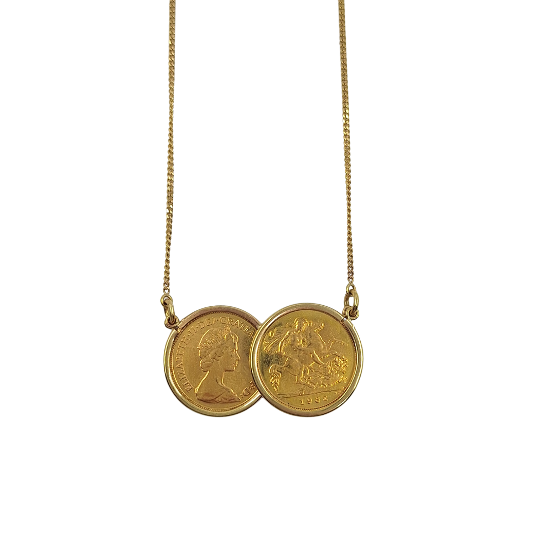 Two Half Sovereign Pendant And Chain