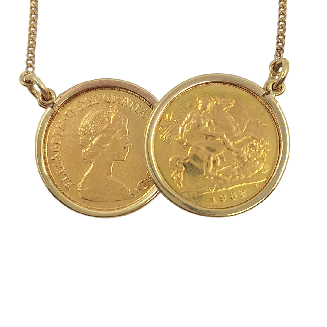 Two Half Sovereign Pendant And Chain