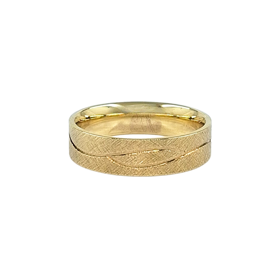 9ct Yellow Gold Patterned Band Ring