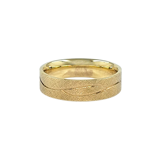 9ct Yellow Gold Patterned Band Ring