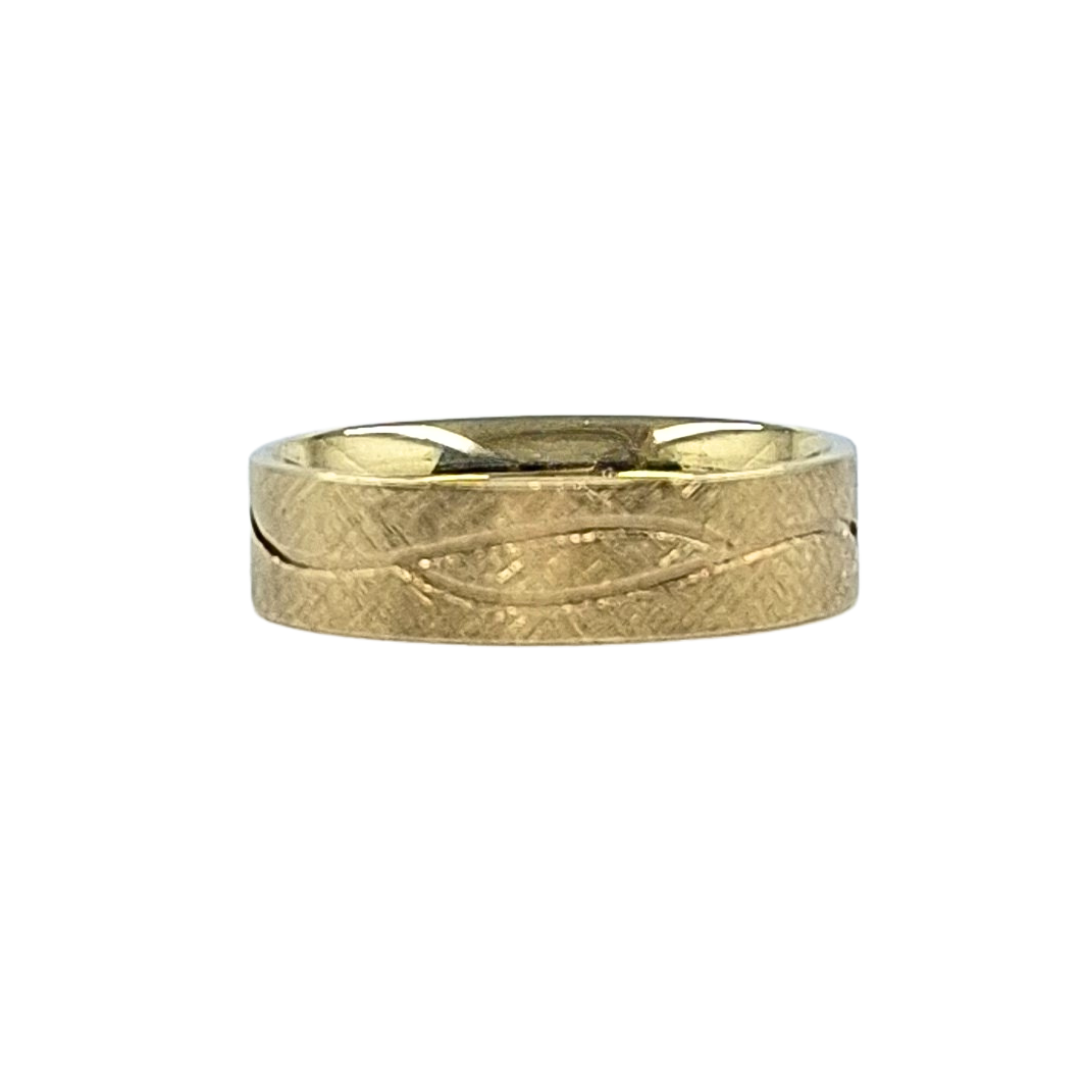 9ct Yellow Gold Patterned Band Ring