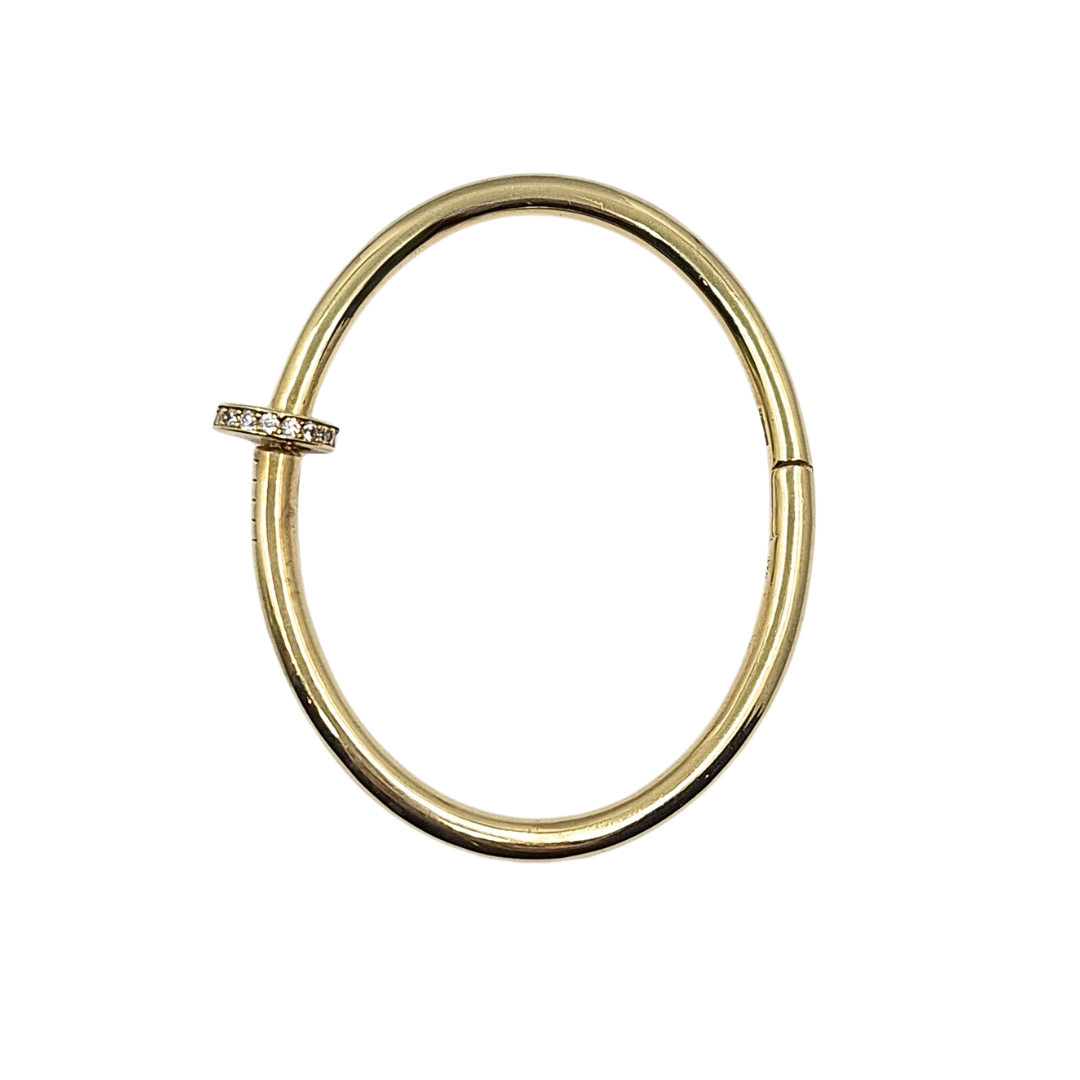 9ct Yellow Gold Childs Hinged CZ Nail Bangle