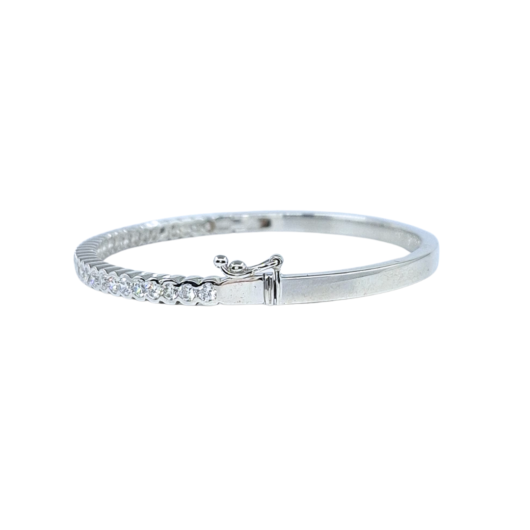 14ct White Gold CZ Bangle
