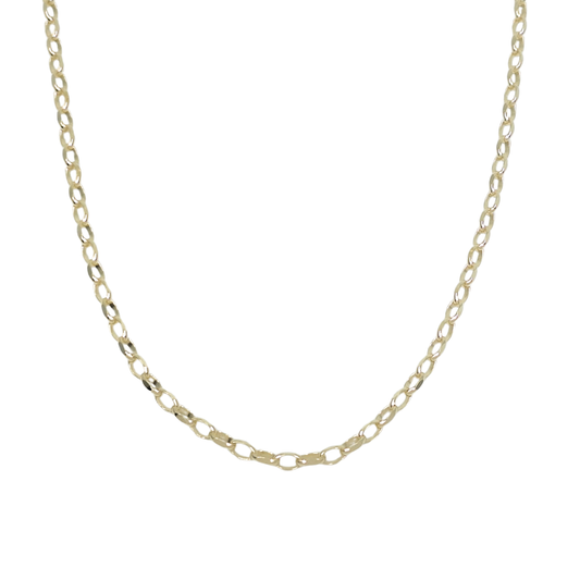 9ct Yellow Gold Plain Belcher Chain 22"