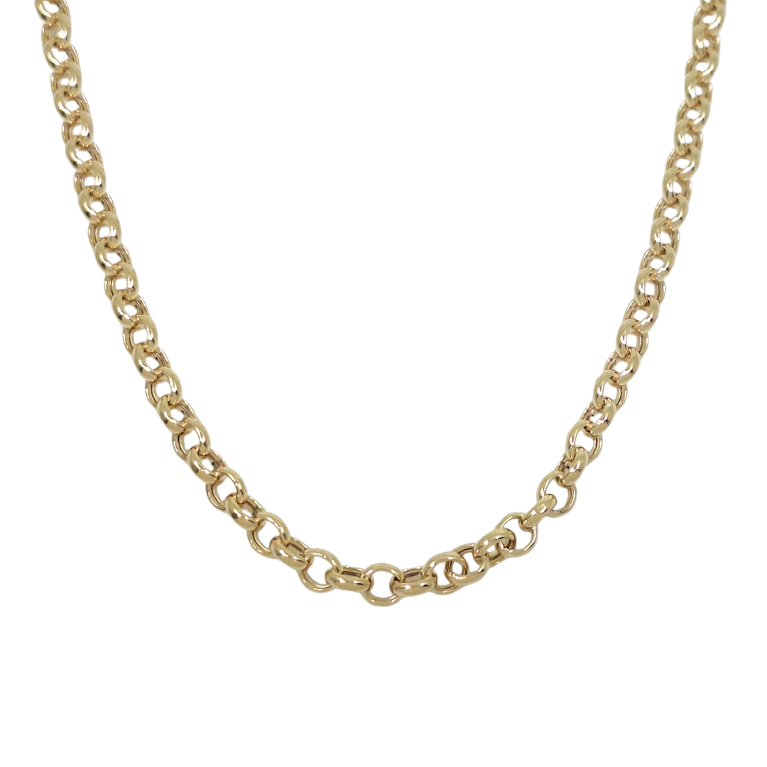 9ct Yellow Gold Plain Belcher Chain 22"