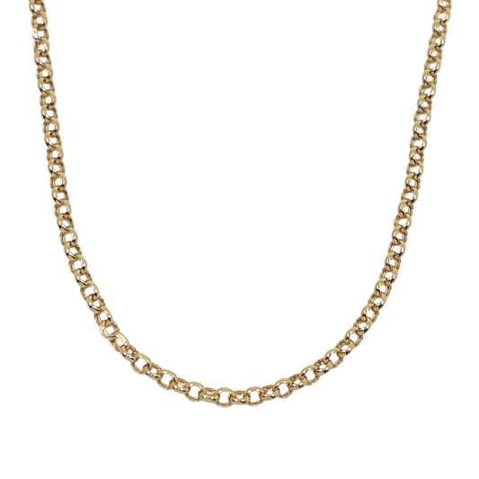 9ct Yellow Gold Plain Belcher Chain 22"