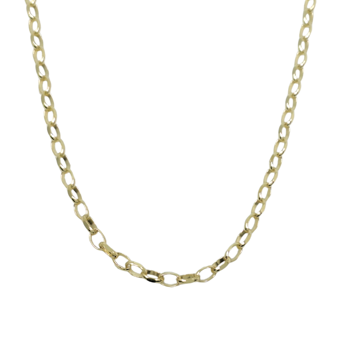 9ct Yellow Gold Plain Belcher Chain 20"