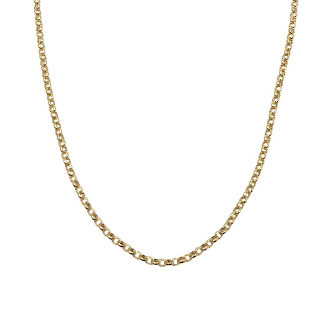 9ct Yellow Gold Plain Belcher Chain 22"