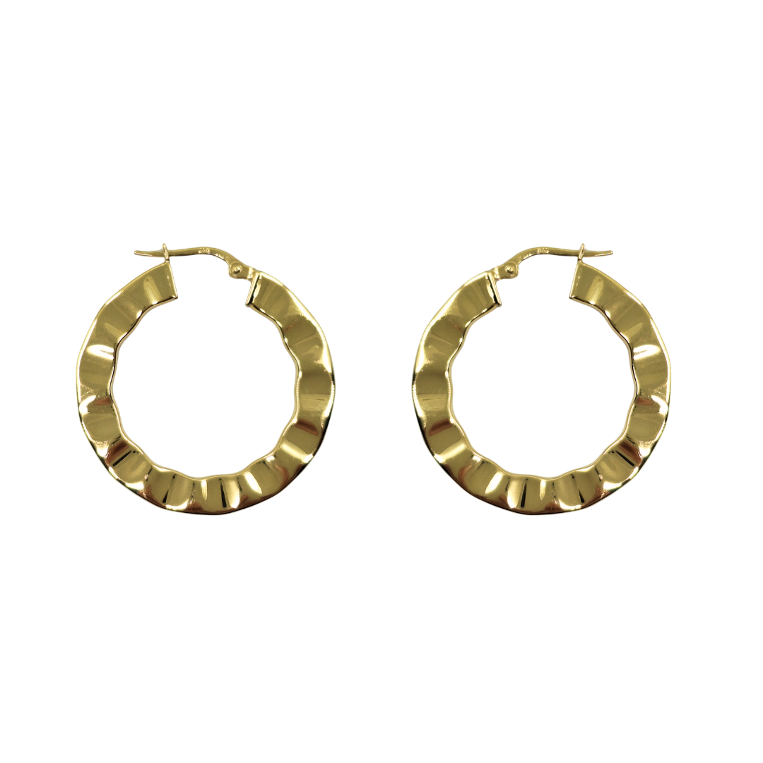 9ct Yellow Gold Wave Creole Earrings