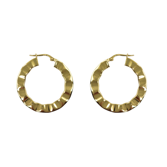 9ct Yellow Gold Wave Creole Earrings