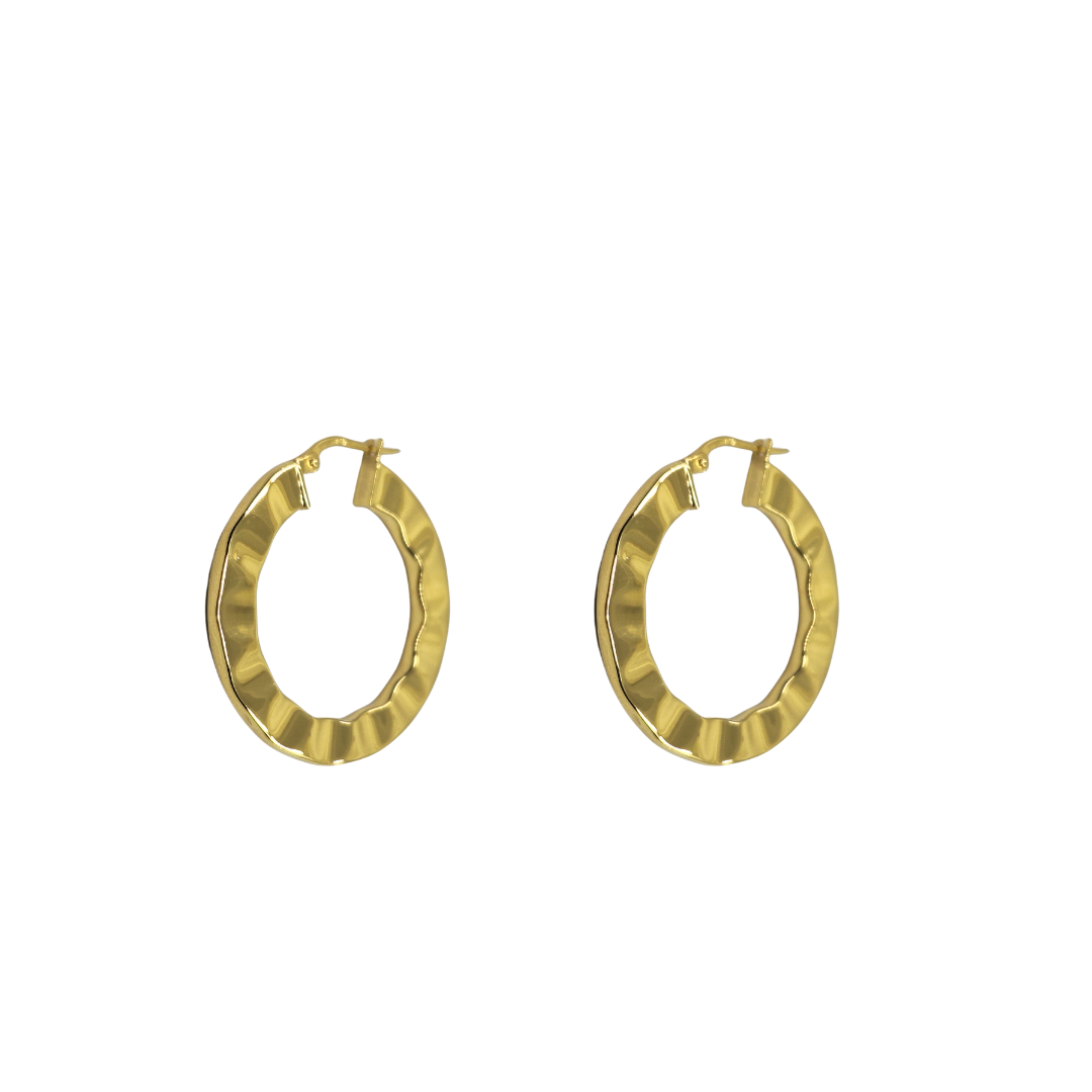 9ct Yellow Gold Wave Creole Earrings