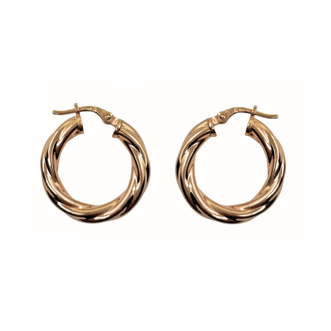 9ct Rose Gold Twist Creole Earrings