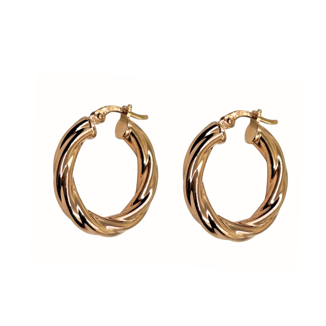 9ct Rose Gold Twist Creole Earrings