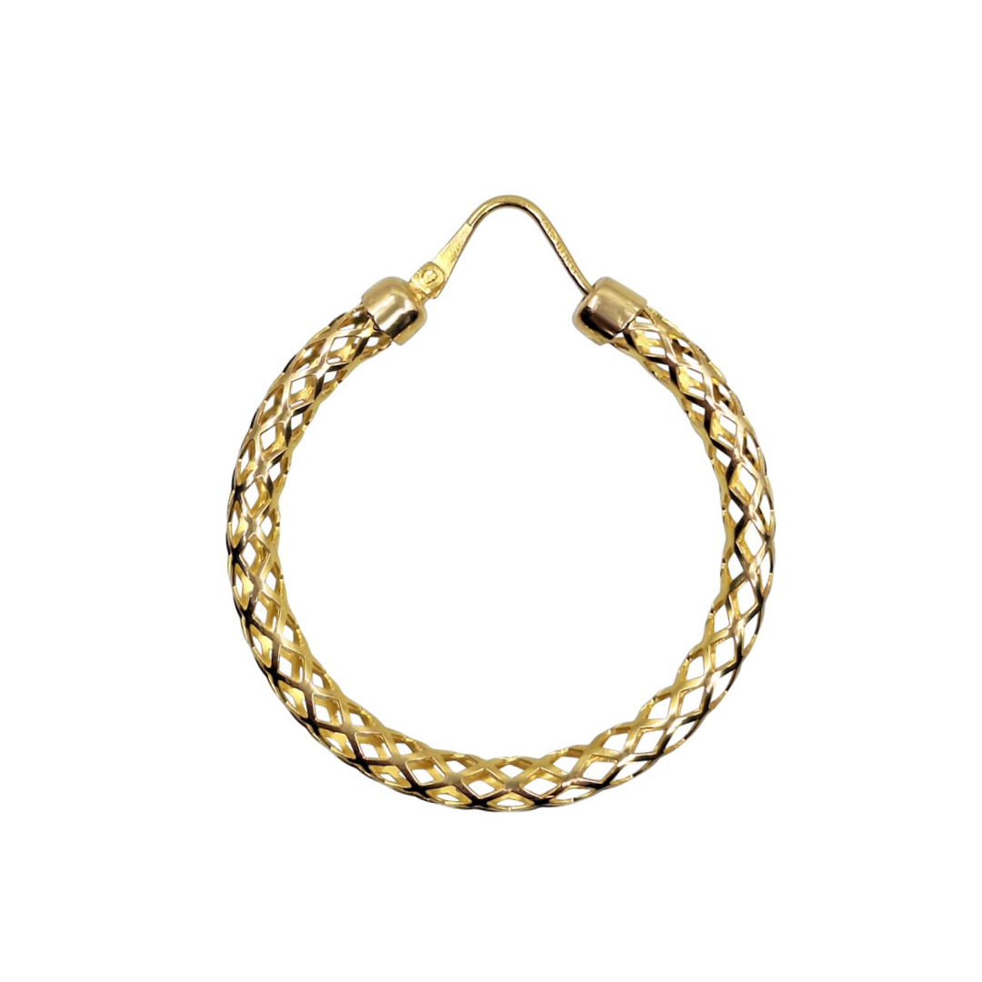 9ct Yellow Gold Mesh Creole Hoop Earrings